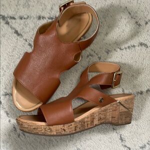 Brown Leather Wedge Sandals size 9